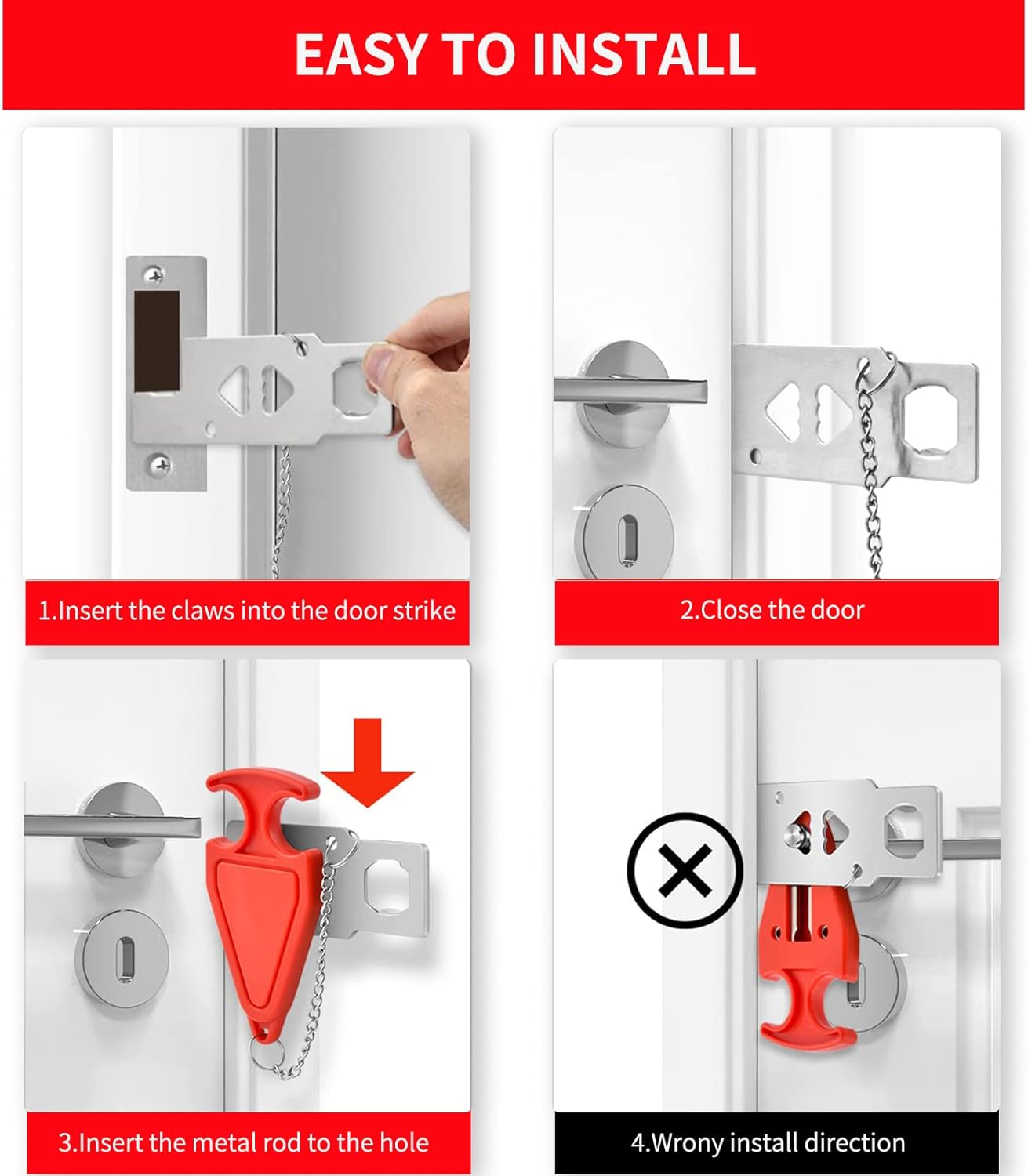 Safety Portable Door Lock for Hotel,Travel,Home,Apartment,Airbnb Extra Door Lock Security Devices(1 Pack)